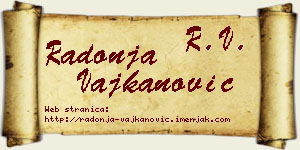 Radonja Vajkanović vizit kartica